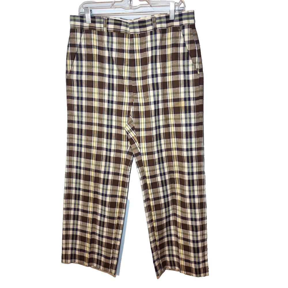 VTG The Gallery by Haggar Plaid Pant Wmn's Flat Front Straight Leg 70 Golf Small